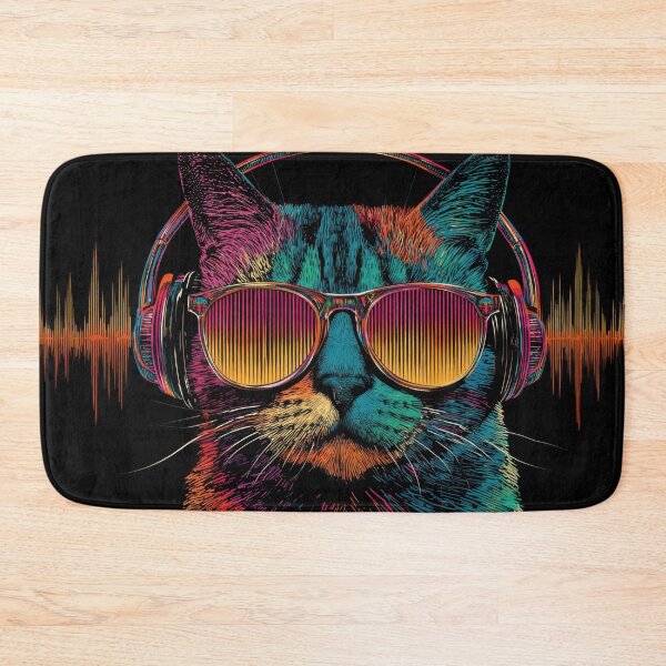 Item preview, Cat listening to music with glasses designed and sold by anytka.