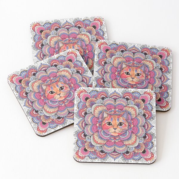 Artikelvorschau, Floral Mandala Art cat – Intricate Flower Mandala Design entworfen und verkauft von Anime9122.