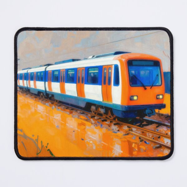 Item preview, Modern passenger train with painterly artistic effect on railway tracks designed and sold by Gabi.Media.