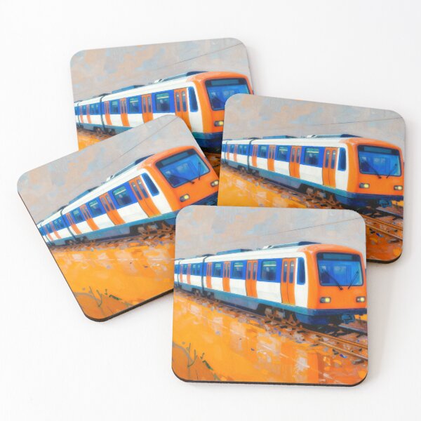 Item preview, Modern passenger train with painterly artistic effect on railway tracks designed and sold by Gabi.Media.