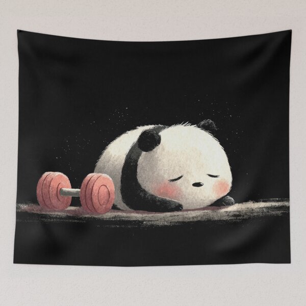 Item preview, Panda relaxes by dumbbell designed and sold by anytka.