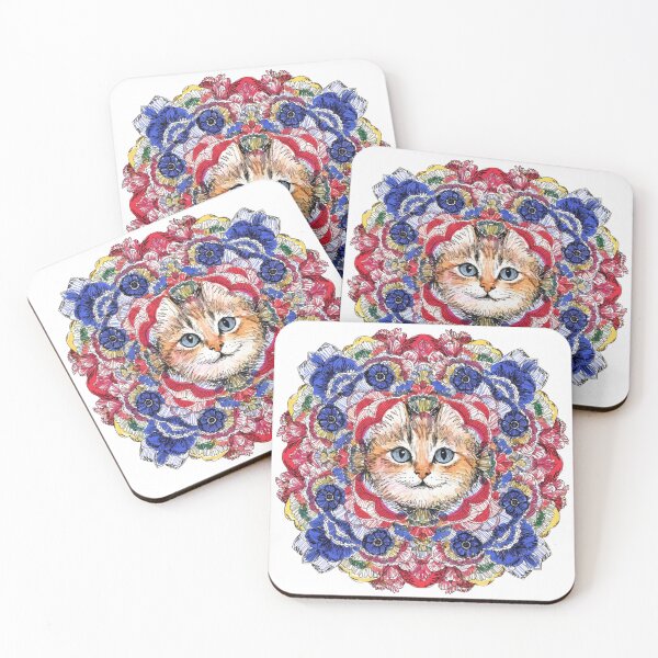 Item preview, Floral Mandala Art cat – Intricate Flower Mandala Design designed and sold by Anime9122.