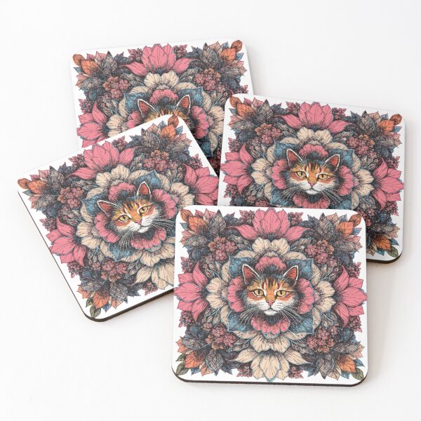 Item preview, Floral Mandala Art cat – Intricate Flower Mandala Design designed and sold by Anime9122.