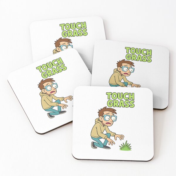 Item preview, “Touch Grass” Meme Illustration – Nervous Guy Afraid of Grass – Funny Internet Culture Design designed and sold by Donsean22.