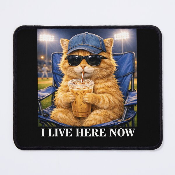 Item preview, I Live Here Now Cat  Baseball Cat  I Live Here Now designed and sold by Ali-printshop.