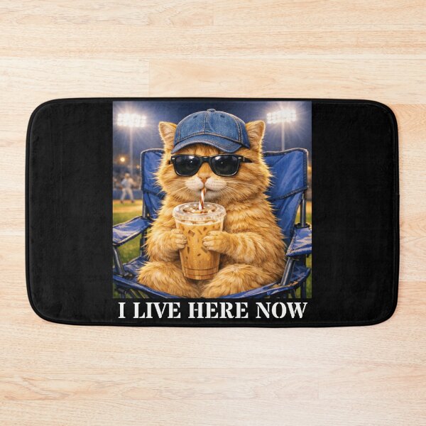 Item preview, I Live Here Now Cat  Baseball Cat  I Live Here Now designed and sold by Ali-printshop.