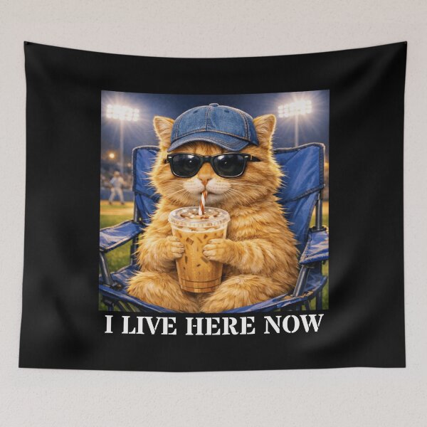 Item preview, I Live Here Now Cat  Baseball Cat  I Live Here Now designed and sold by Ali-printshop.
