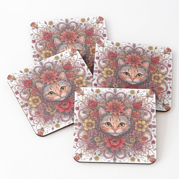 Item preview, Floral Mandala Art cat – Intricate Flower Mandala Design designed and sold by Anime9122.