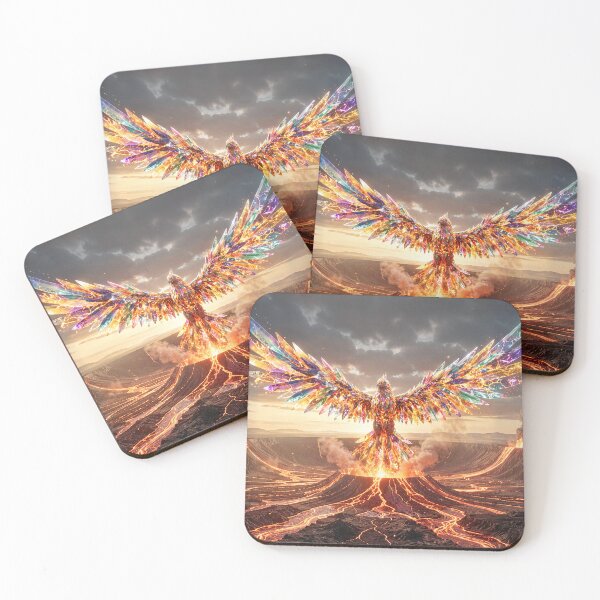 Item preview, Celestial Crystal Phoenix Rising Prismatic Volcano Rebirth Art designed and sold by LittleAlfa.