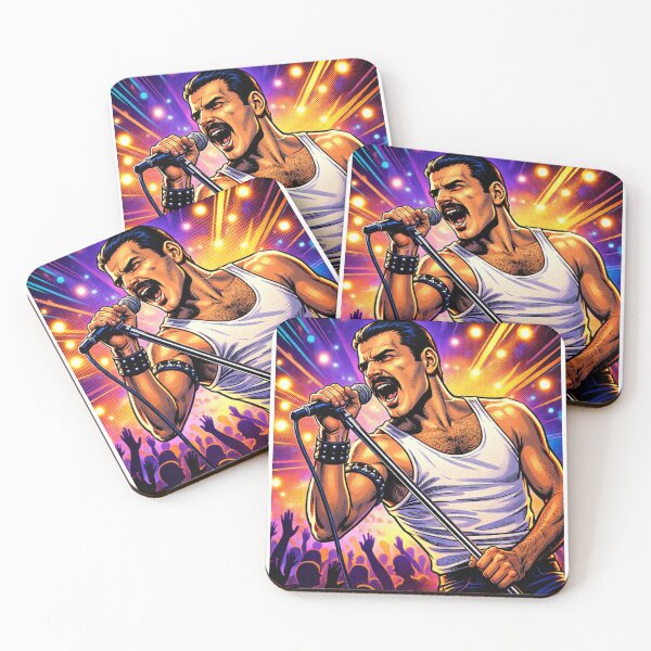 Item preview, Freddie Mercury Comic HQ Neon Rock Stage Power Legendary Icon Illustration designed and sold by SHOCAMPOS DESIGNS .