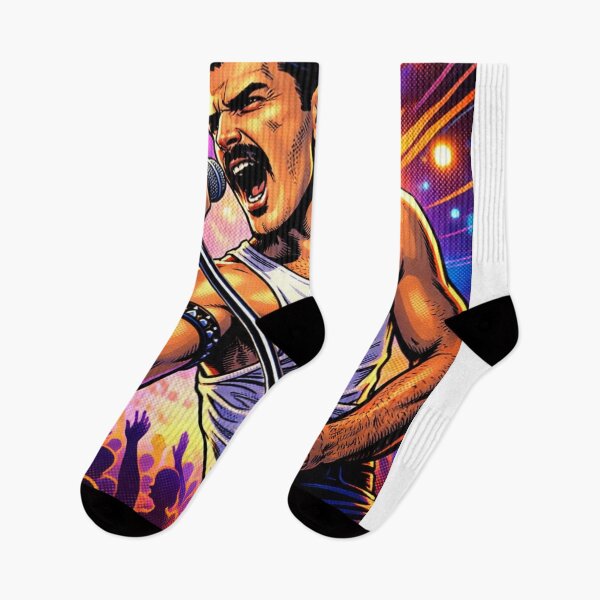 Item preview, Freddie Mercury Comic HQ Neon Rock Stage Power Legendary Icon Illustration designed and sold by SHOCAMPOS DESIGNS .
