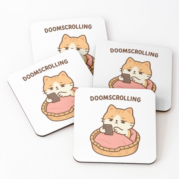 Item preview, Doomscrolling Cat Illustration – Cute Cat in Bed with Phone – Funny Cozy Meme Aesthetic designed and sold by Donsean22.