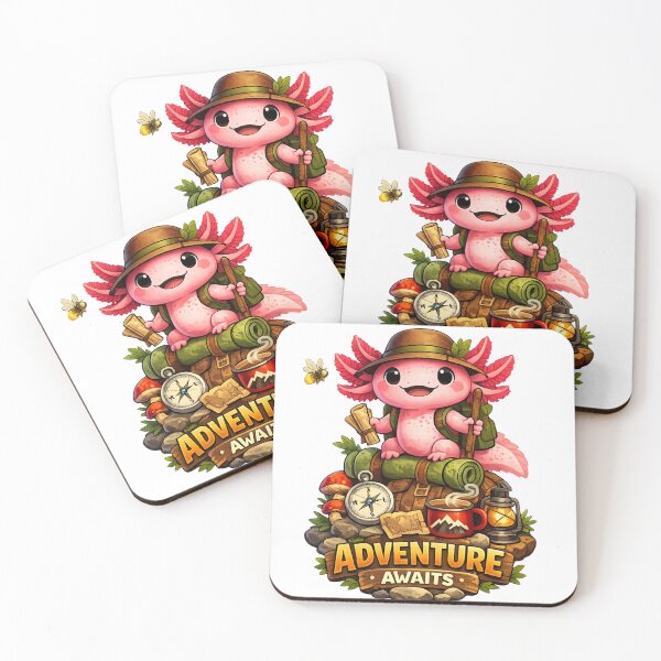 Item preview, Cute Axolotl Adventure - Kawaii Pink Axolotl Hiking designed and sold by Verdezeus86 .