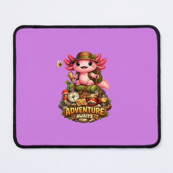 Item preview, Cute Axolotl Adventure - Kawaii Pink Axolotl Hiking designed and sold by Verdezeus86 .
