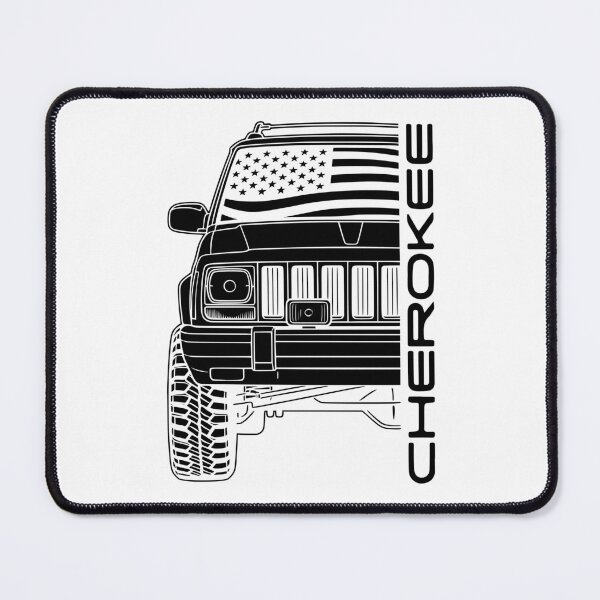 Item preview, 97-01 Cherokee XJ 4x4 Line Art Front USA flag Black designed and sold by Off-Road-Zone.