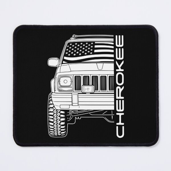 Item preview, 97-01 Cherokee XJ 4x4 Line Art Front USA flag White designed and sold by Off-Road-Zone.