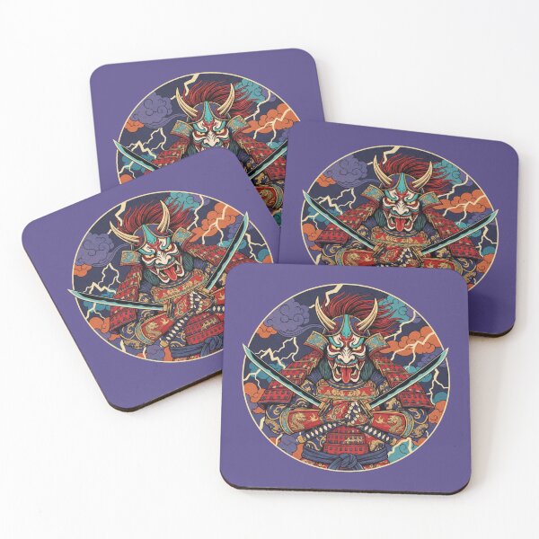 Item preview, Oni Samurai Warrior Circle Design – Japanese Demon Armor with Dual Katana designed and sold by LavinyArt.