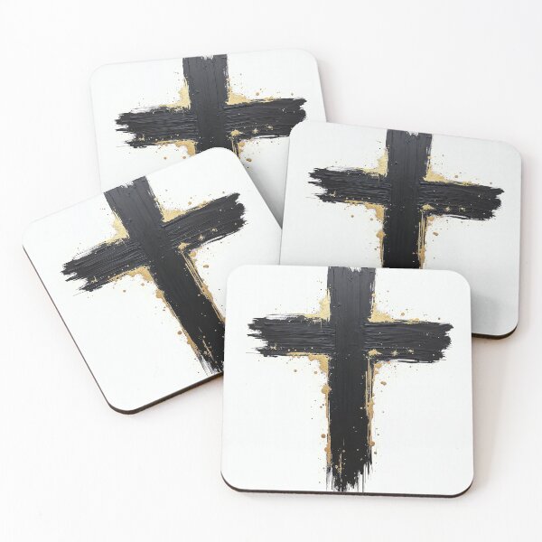 Item preview, Black Brushstroke Christian Cross designed and sold by Devotica.