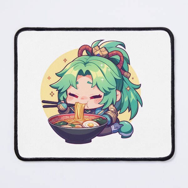 Item preview, Baizhu Genshin Impact Green Kawaii Ramen Chibi Cozy Slurp designed and sold by mildaclairmo.