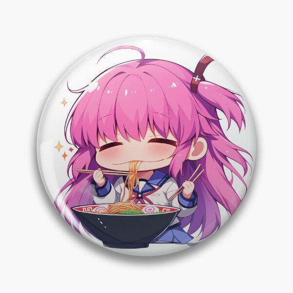 Item preview, Yuri Nakamura Angel Beats Kawaii Ramen Chibi Pink Hair Smile designed and sold by mildaclairmo.