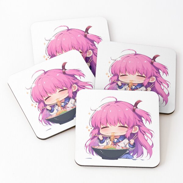Item preview, Yuri Nakamura Angel Beats Kawaii Ramen Chibi Pink Hair Smile designed and sold by mildaclairmo.