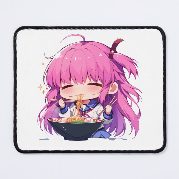 Item preview, Yuri Nakamura Angel Beats Kawaii Ramen Chibi Pink Hair Smile designed and sold by mildaclairmo.