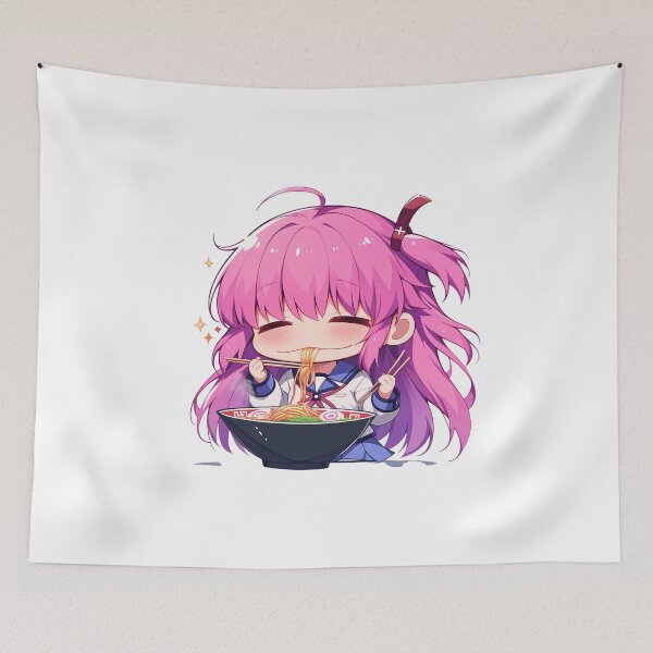 Item preview, Yuri Nakamura Angel Beats Kawaii Ramen Chibi Pink Hair Smile designed and sold by mildaclairmo.