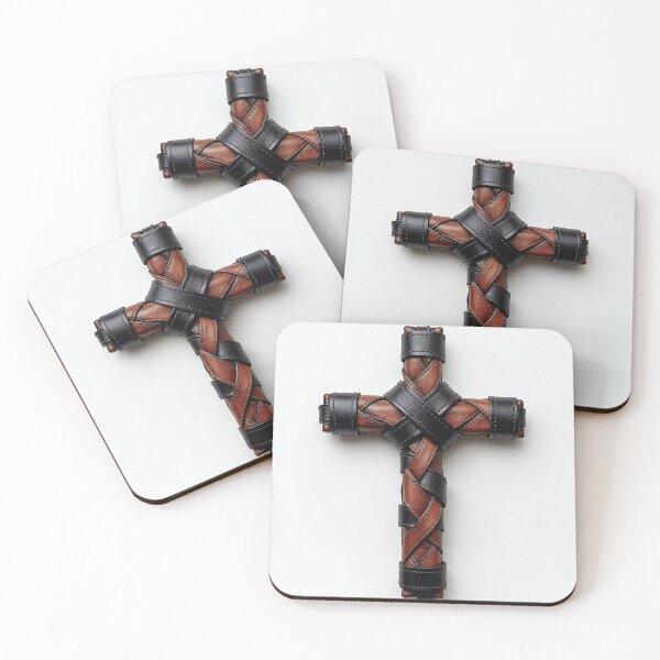 Item preview, Woven Leather Christian Cross designed and sold by Devotica.