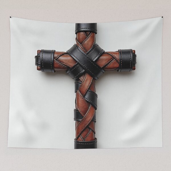 Item preview, Woven Leather Christian Cross designed and sold by Devotica.
