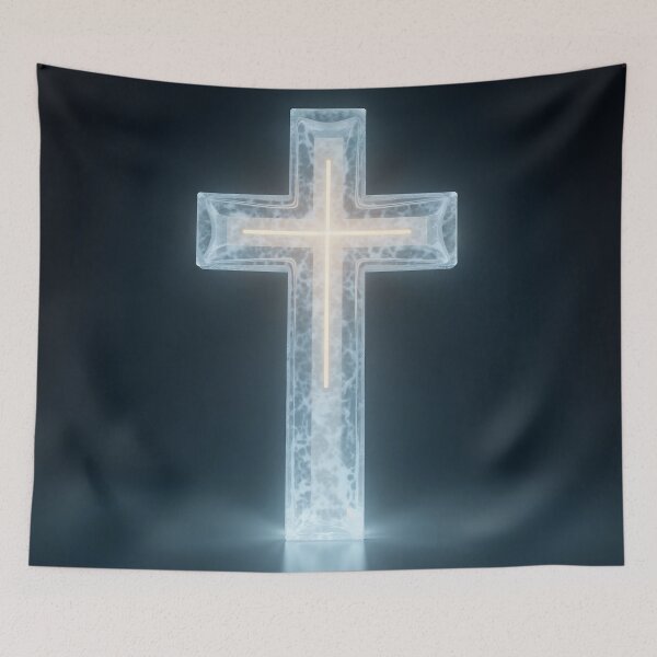 Item preview, Luminous Ice Glass Christian Cross designed and sold by Devotica.