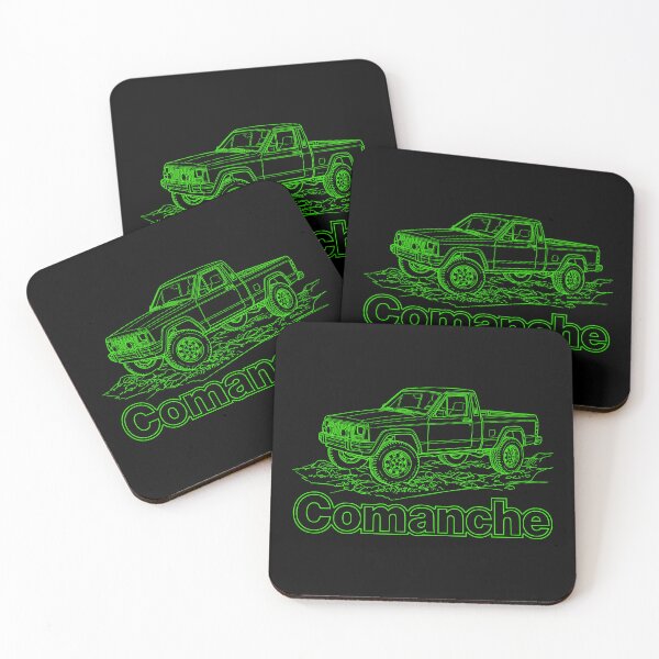Item preview, Comanche MJ Pickup Offroad 4x4 Lifted Truck White Line Art Green designed and sold by Off-Road-Zone.