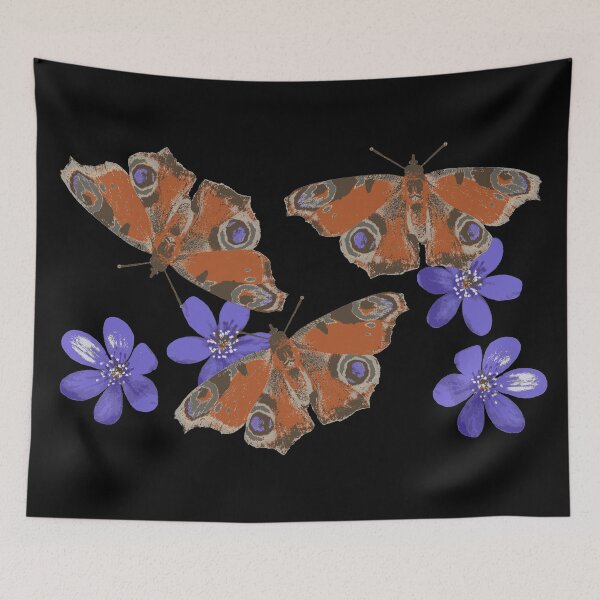 Item preview, Peacock butterfly, butterflies, liverwort, retro design, garden, in love, spring designed and sold by Luzi Illustrella.