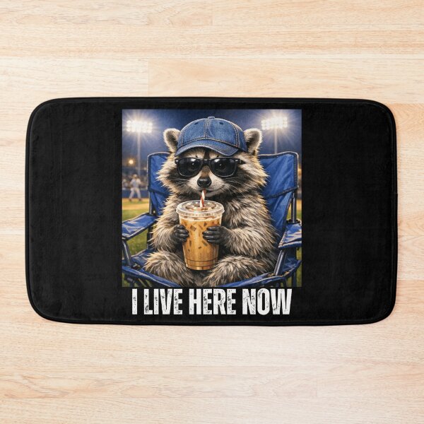 Item preview, Funny Raccoon Baseball Iced Coffee Lover I Live Here Now designed and sold by Ali-printshop.