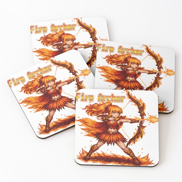 Item preview, Fire Archer Pixel Art RPG Fantasy Flame Bow Girl Gaming Anime Design designed and sold by AmazingEG.