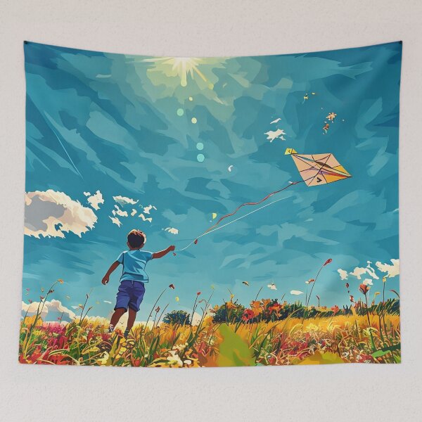 Item preview, Boy Flying Kite designed and sold by tomorrowsart.