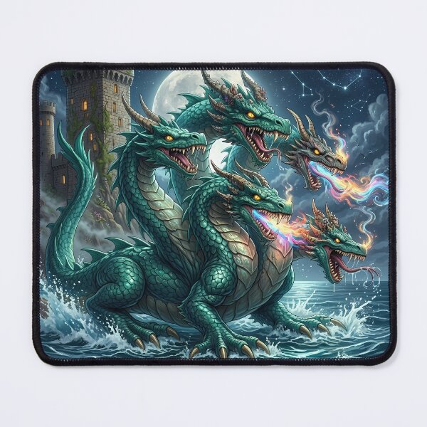 Item preview, Sea Hydra - Mythical Five Headed Serpent Fantasy Art designed and sold by Lucid Dream Pixel.