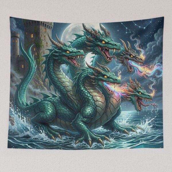 Item preview, Sea Hydra - Mythical Five Headed Serpent Fantasy Art designed and sold by Lucid Dream Pixel.