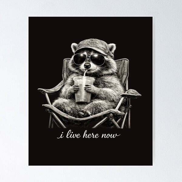 Item preview, i Live here Now, Racoon Only Baseball Mama Style designed and sold by faridman.
