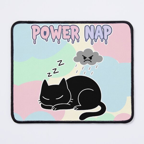 Item preview, Power Nap Black Cat Funny Sleeping Cat Kawaii Cartoon designed and sold by Taridesign.