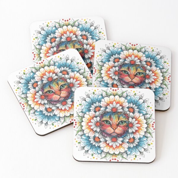 Item preview, Floral Mandala Art cat – Intricate Flower Mandala Design designed and sold by Anime9122.
