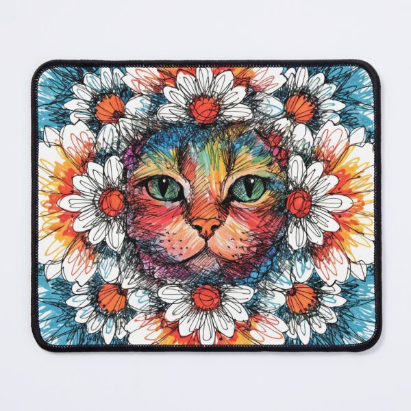 Item preview, Floral Mandala Art cat – Intricate Flower Mandala Design designed and sold by Anime9122.