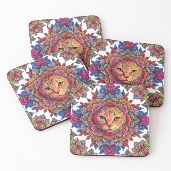 Item preview, Floral Mandala Art cat – Intricate Flower Mandala Design designed and sold by Anime9122.