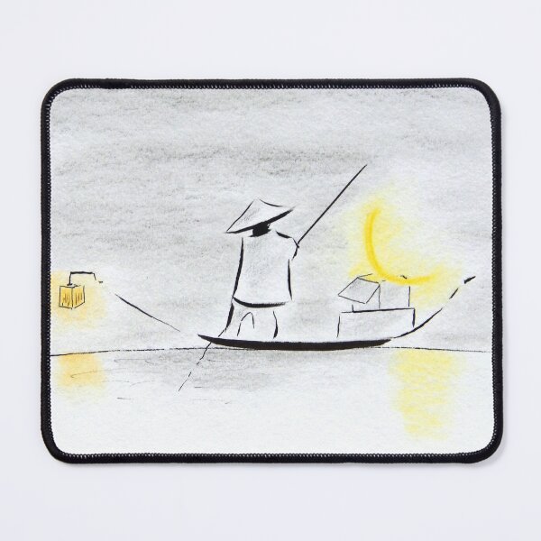 Item preview, Boatman with Crescent Moon | Minimalist Japanese Line Drawing designed and sold by AngelaMarieArt.