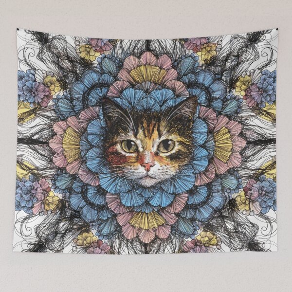 Item preview, Floral Mandala Art cat – Intricate Flower Mandala Design designed and sold by Anime9122.