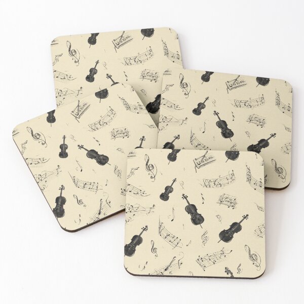 Item preview, Violin Pattern Beige Black | Classical Music Notes Illustration designed and sold by LAtelierNoir.