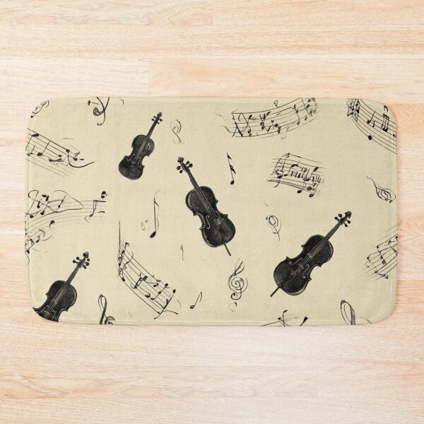 Item preview, Violin Pattern Beige Black | Classical Music Notes Illustration designed and sold by LAtelierNoir.