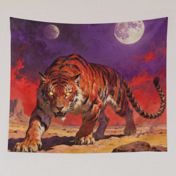 Item preview, Tiger Under Twin Moons designed and sold by HabitableMoons.