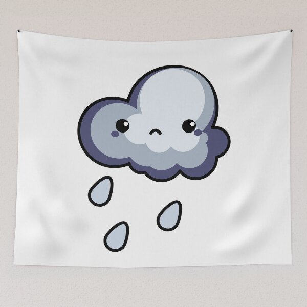 Item preview, Cute Rainy Cloud Sticker | Kawaii Storm Cloud with Raindrops designed and sold by randomblink.