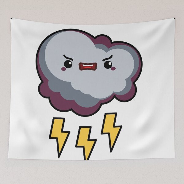 Item preview, Angry Storm Cloud Sticker | Kawaii Lightning Cloud Cute Weather designed and sold by randomblink.