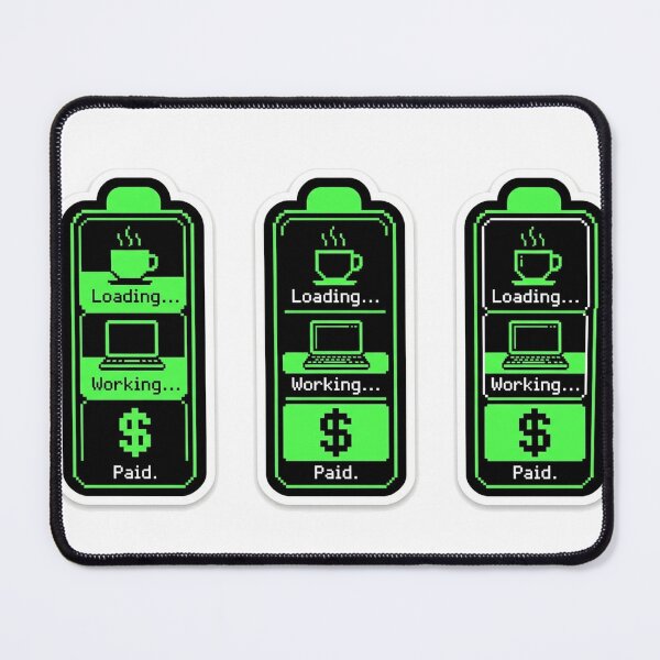 Item preview, Freelancer Life Cycle - Coffee Work Paid Battery Sticker designed and sold by Elefa30.